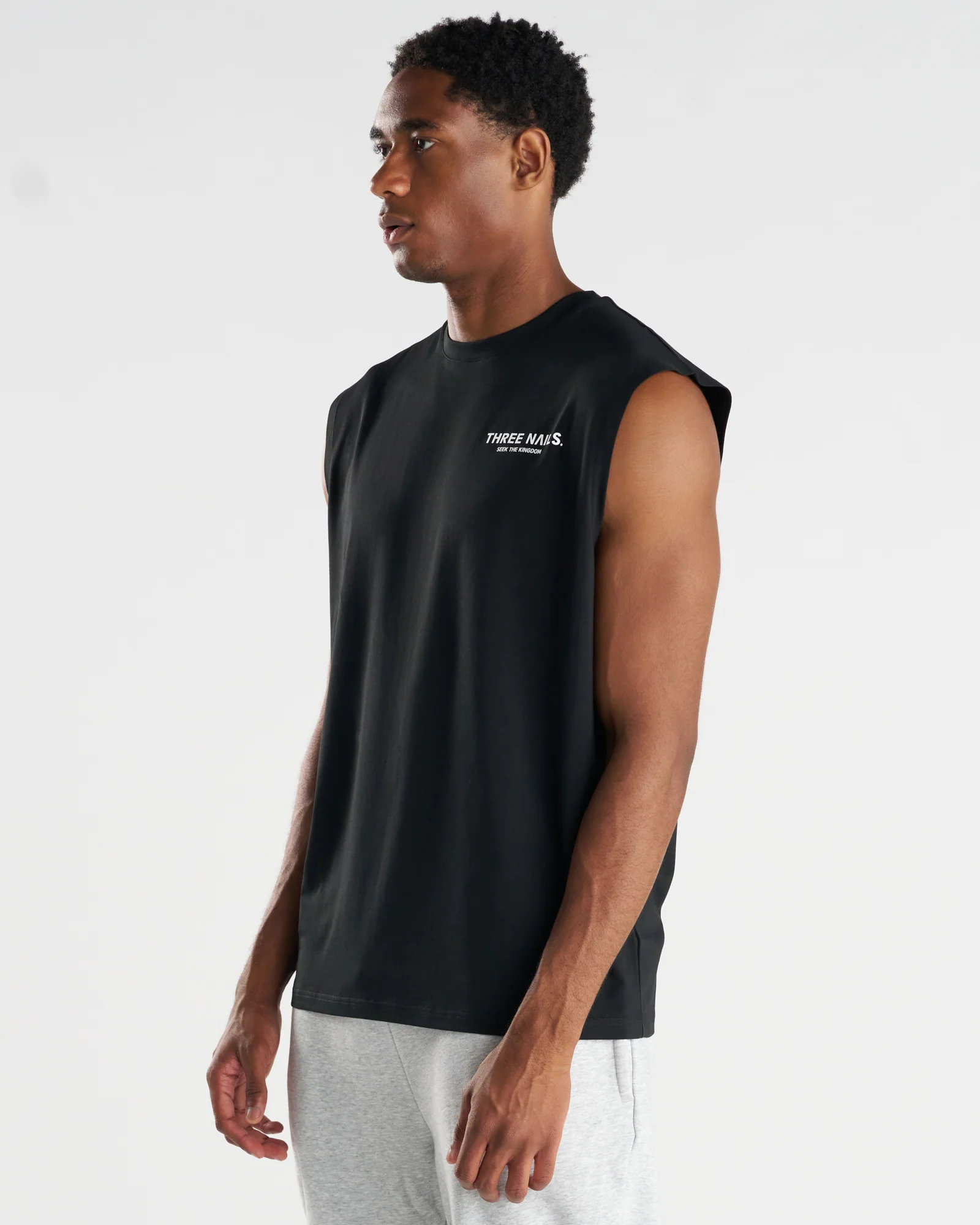Core Oversized Muscle Tank "STK" - Black - Image 3