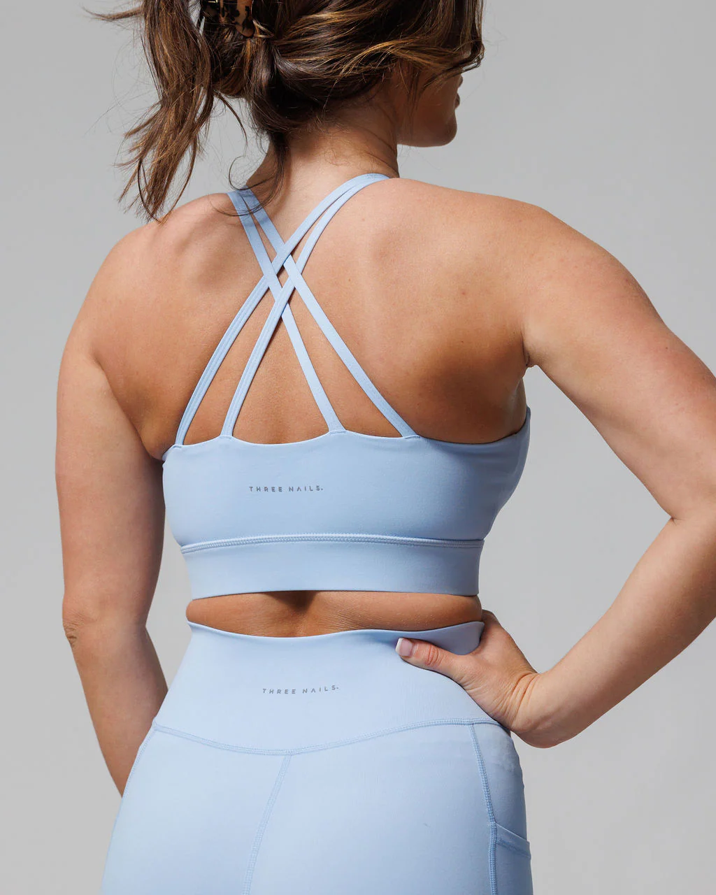 Crossback Sports Bra - Sky Blue - Image 3