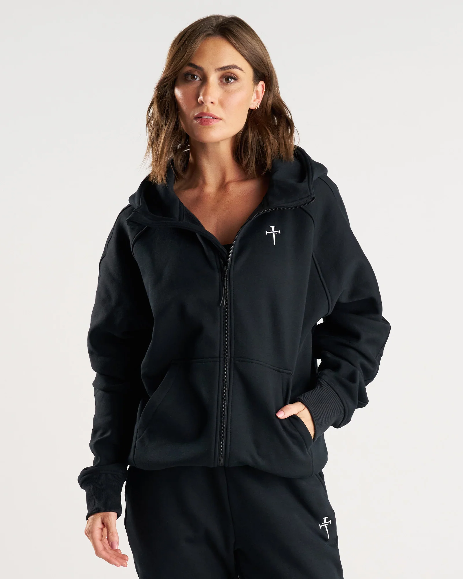 Signature Fleece Full Zip Hoodie - Black - Image 2