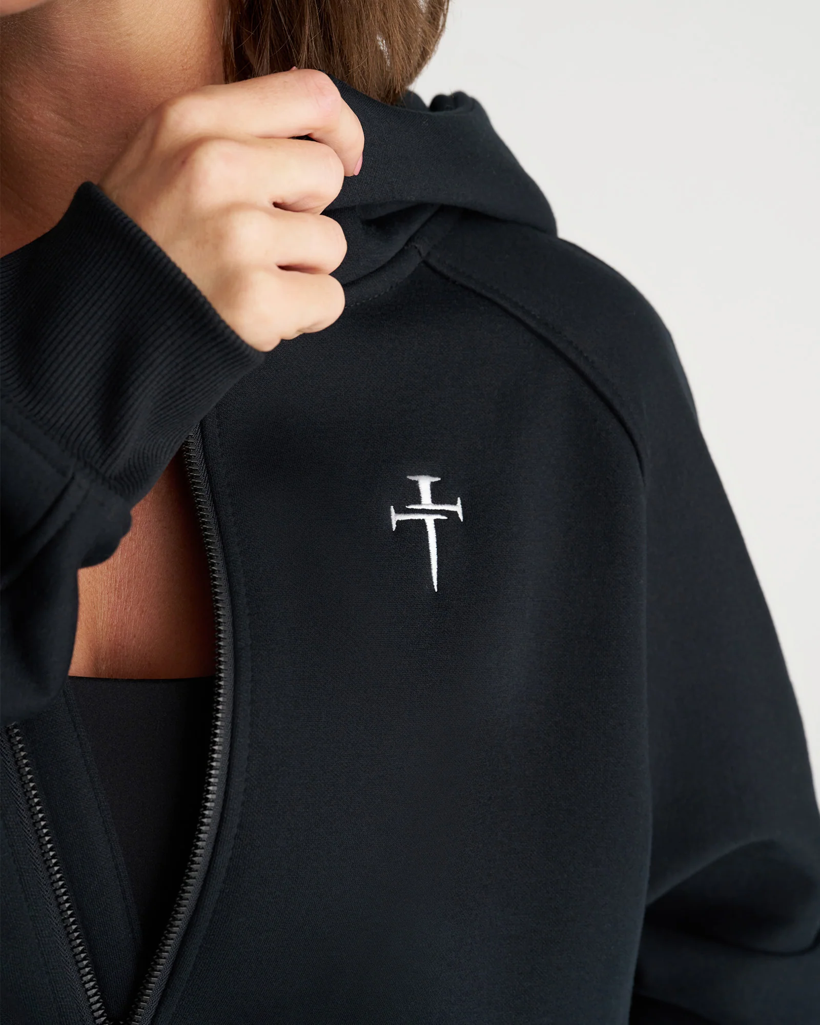 Signature Fleece Full Zip Hoodie - Black - Image 3