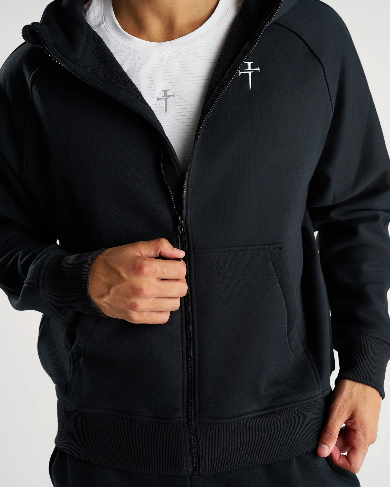Signature Fleece Full Zip Hoodie - Black - Image 6
