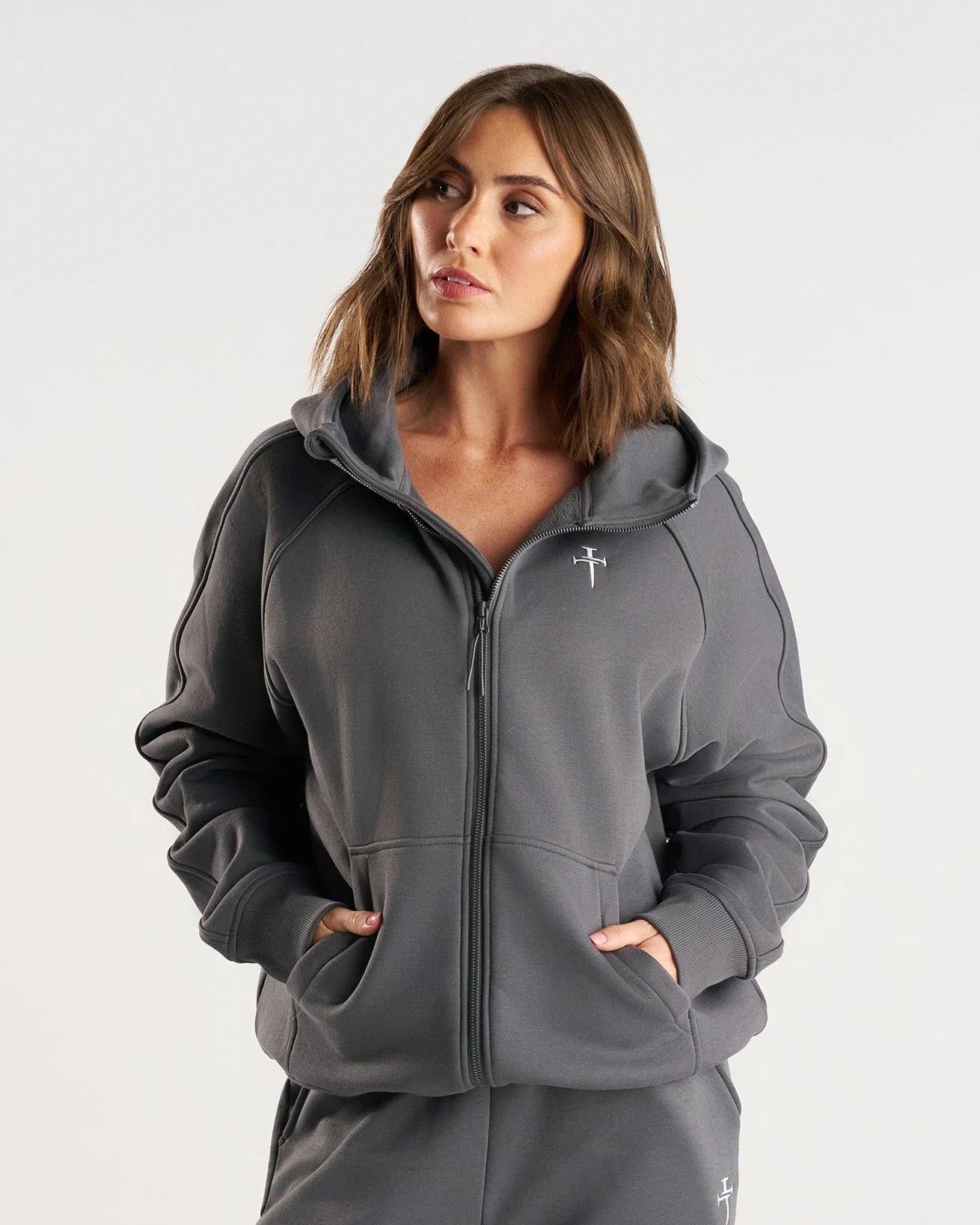 Signature Fleece Full Zip Hoodie - Space Grey - Image 2