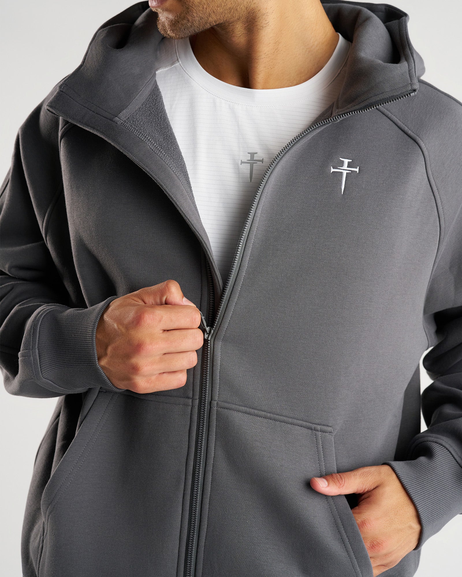 Signature Fleece Full Zip Hoodie - Space Grey - Image 3