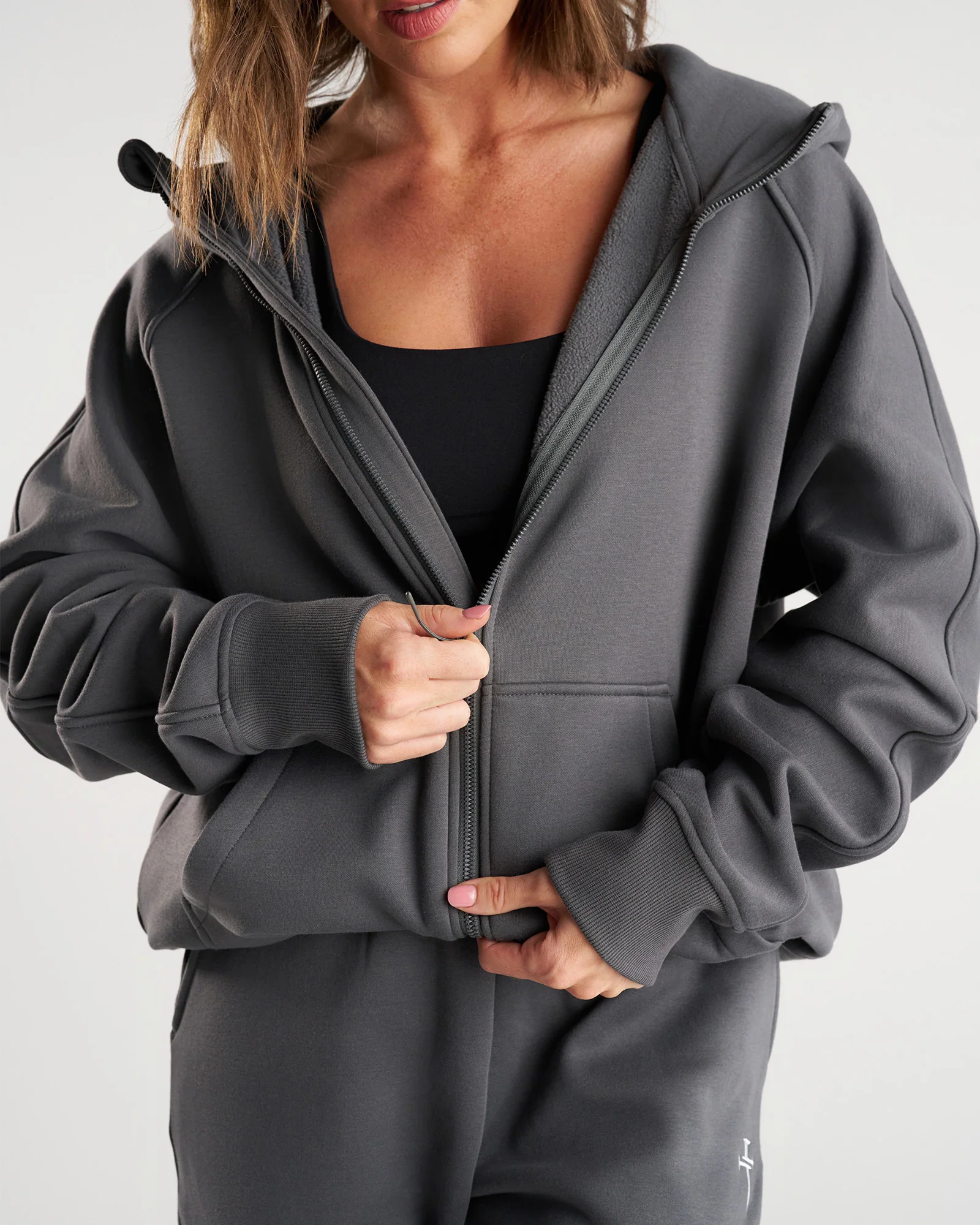 Signature Fleece Full Zip Hoodie - Space Grey - Image 4