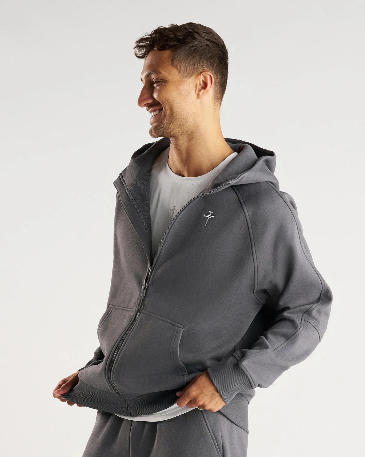 Signature Fleece Full Zip Hoodie - Space Grey - Image 6