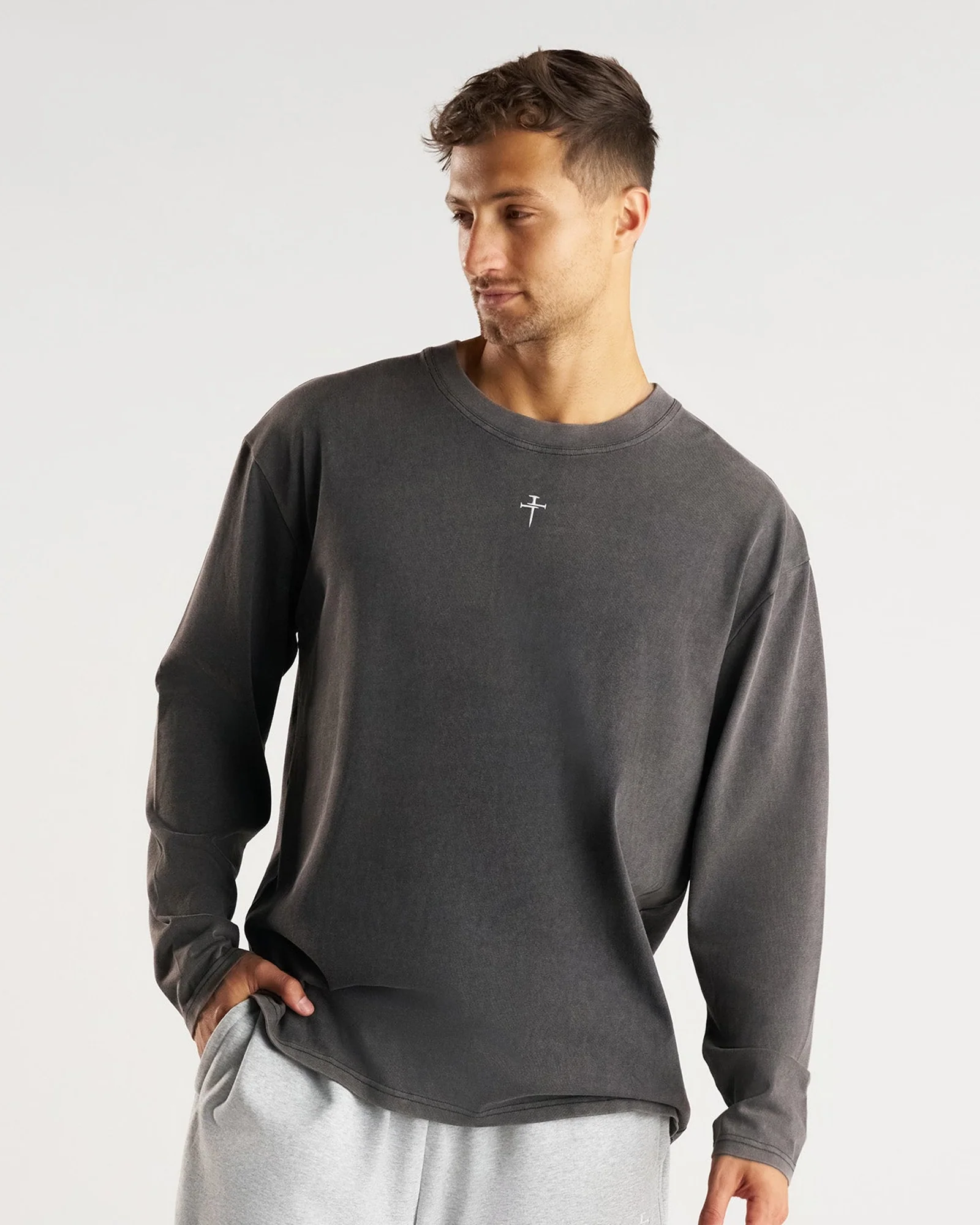 Heavyweight Cotton Oversized Long Sleeve "FHG" - Acid Wash - Image 5