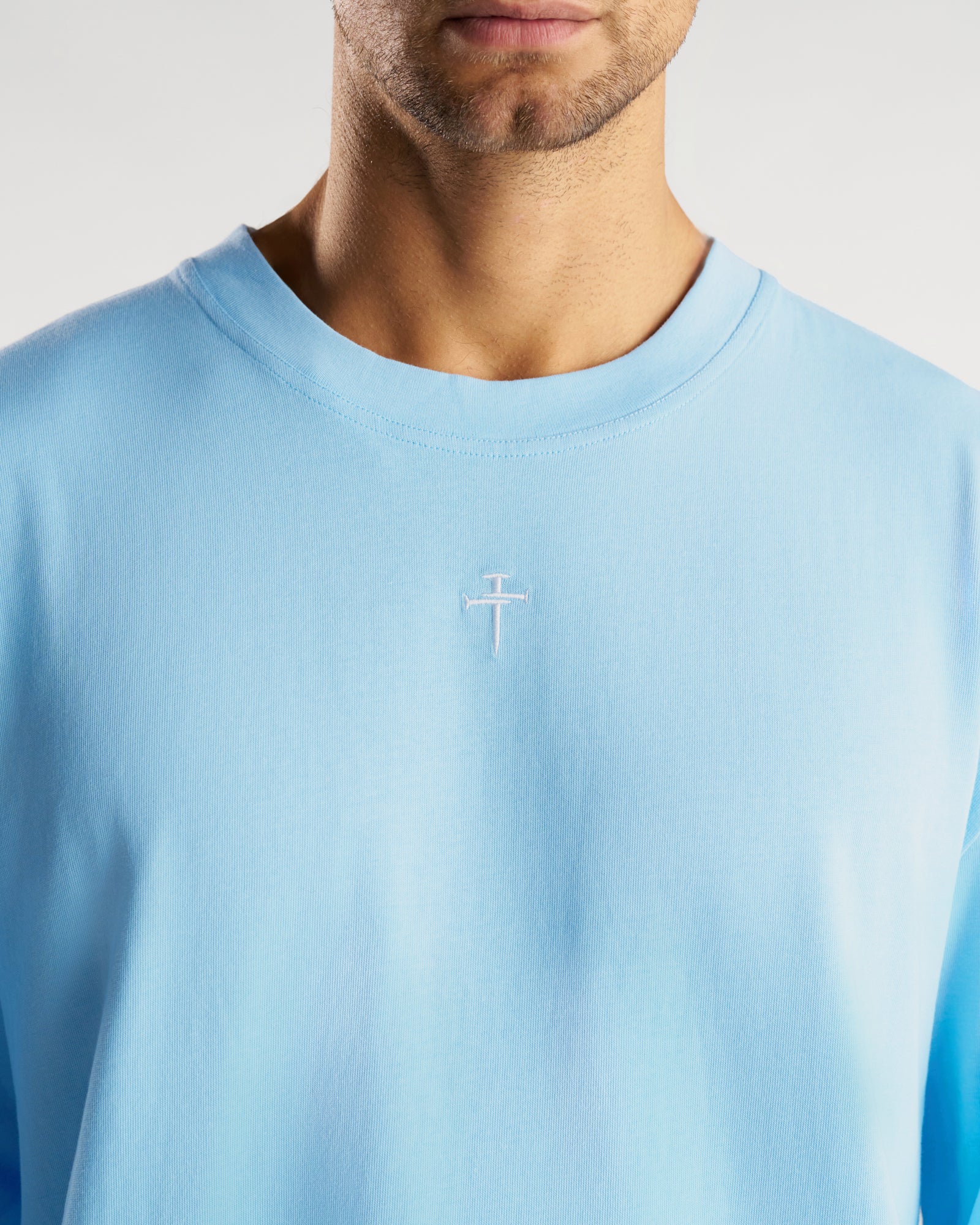 Heavyweight Cotton Oversized Long Sleeve "FHG" - Sky Blue - Image 3