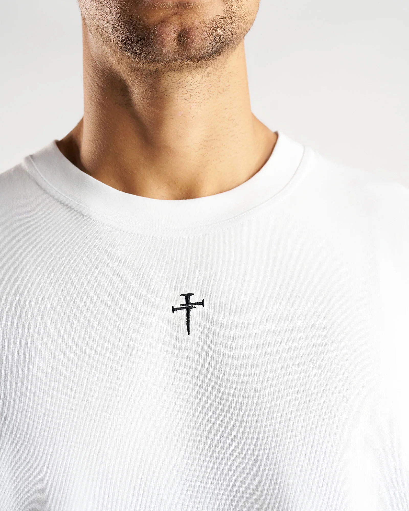 Heavyweight Cotton Oversized Long Sleeve "FHG" - White - Image 3