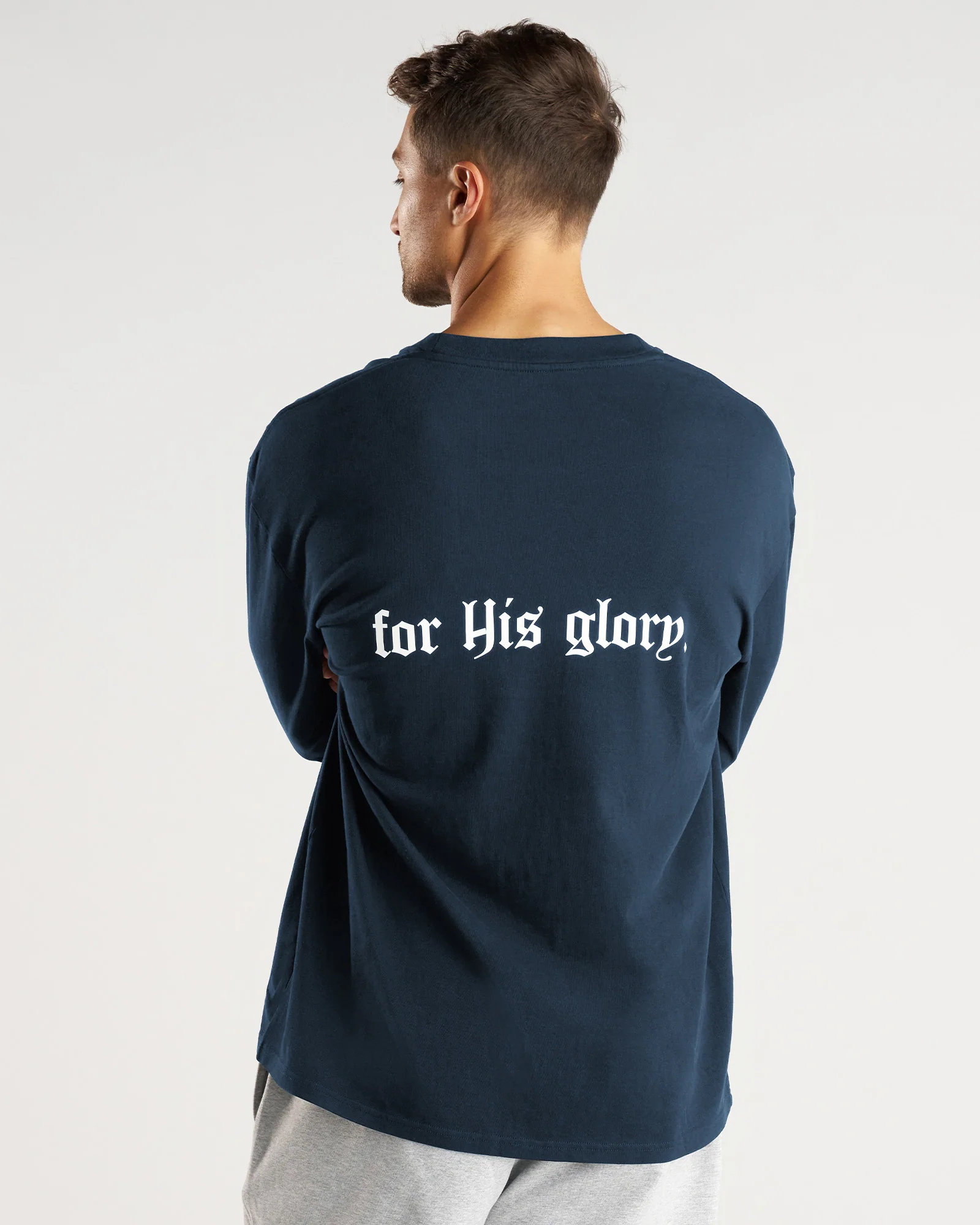Heavyweight Cotton Oversized Long Sleeve "FHG" - Midnight Navy