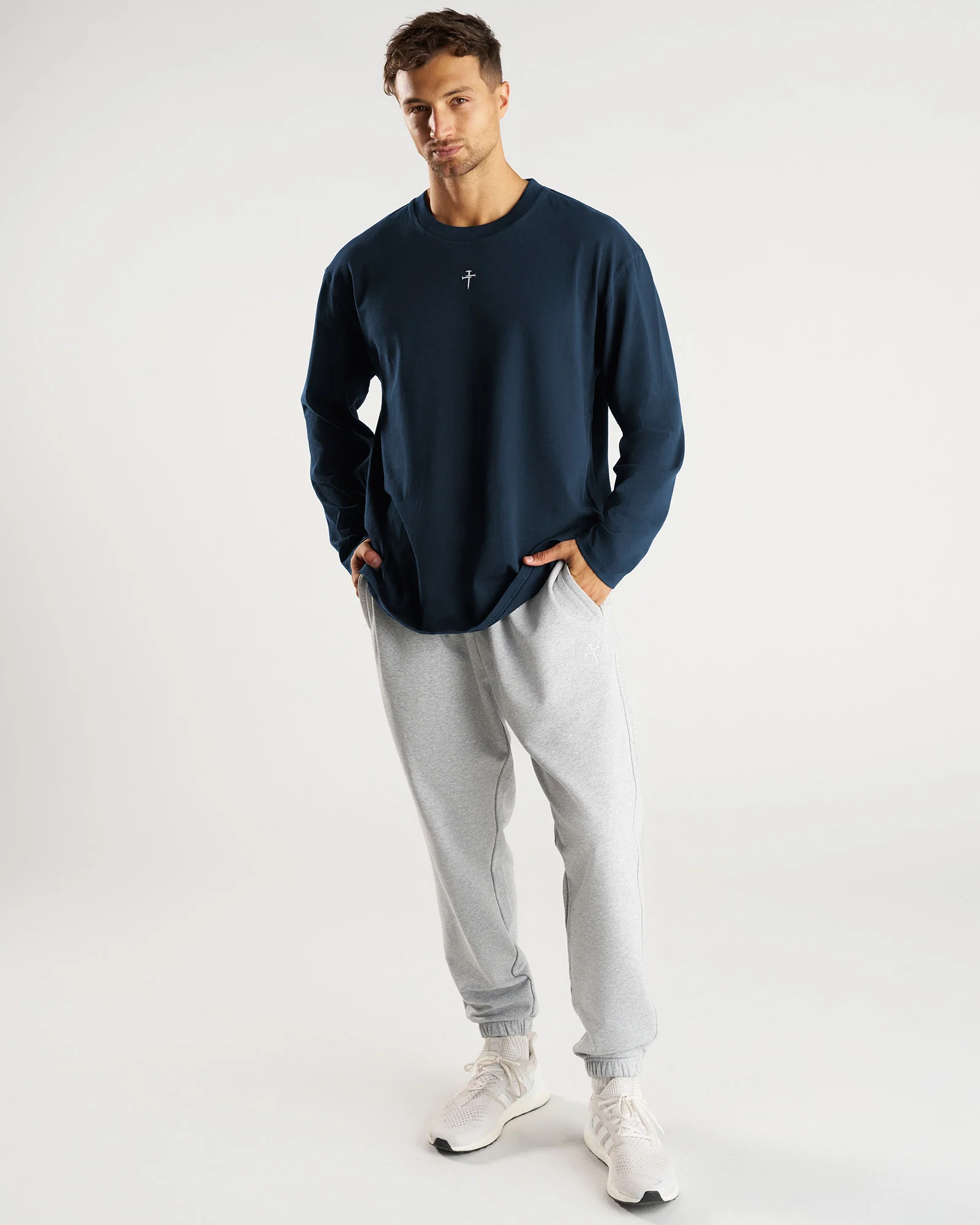 Heavyweight Cotton Oversized Long Sleeve "FHG" - Midnight Navy - Image 2
