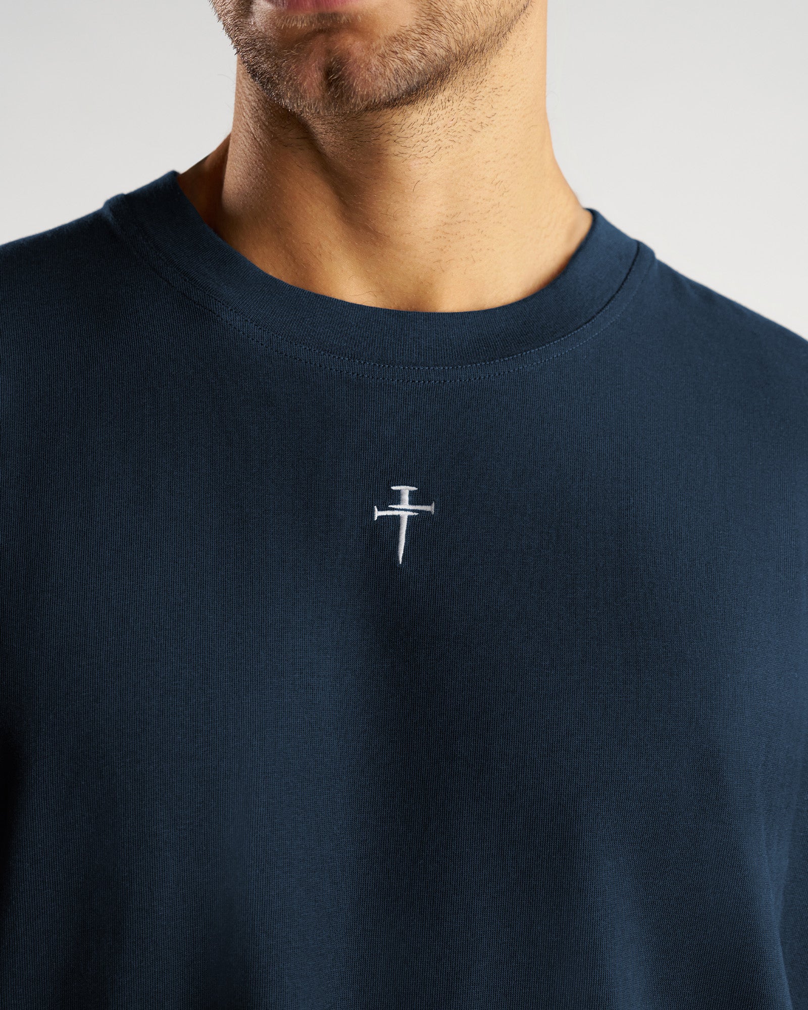 Heavyweight Cotton Oversized Long Sleeve "FHG" - Midnight Navy - Image 3