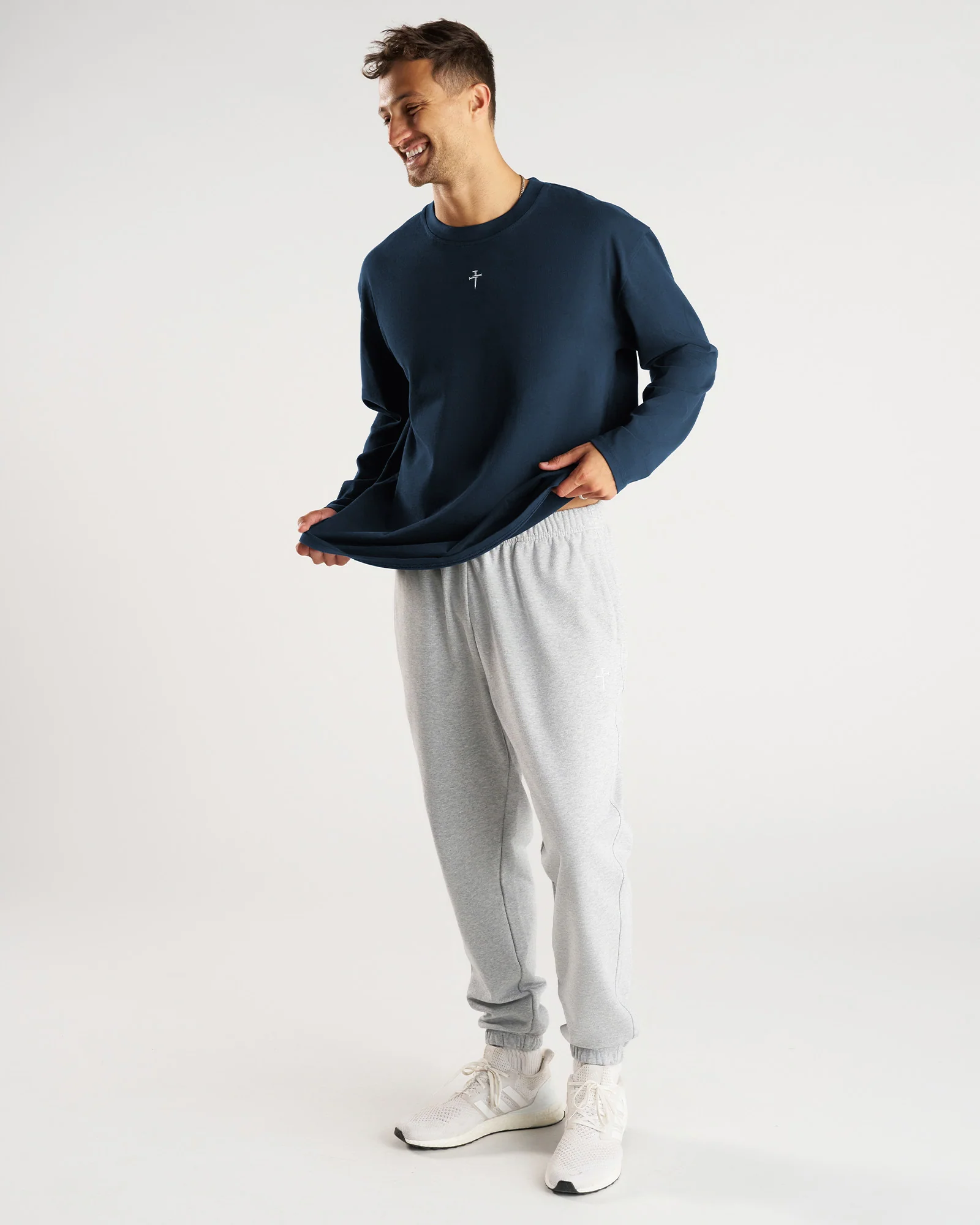 Heavyweight Cotton Oversized Long Sleeve "FHG" - Midnight Navy - Image 4