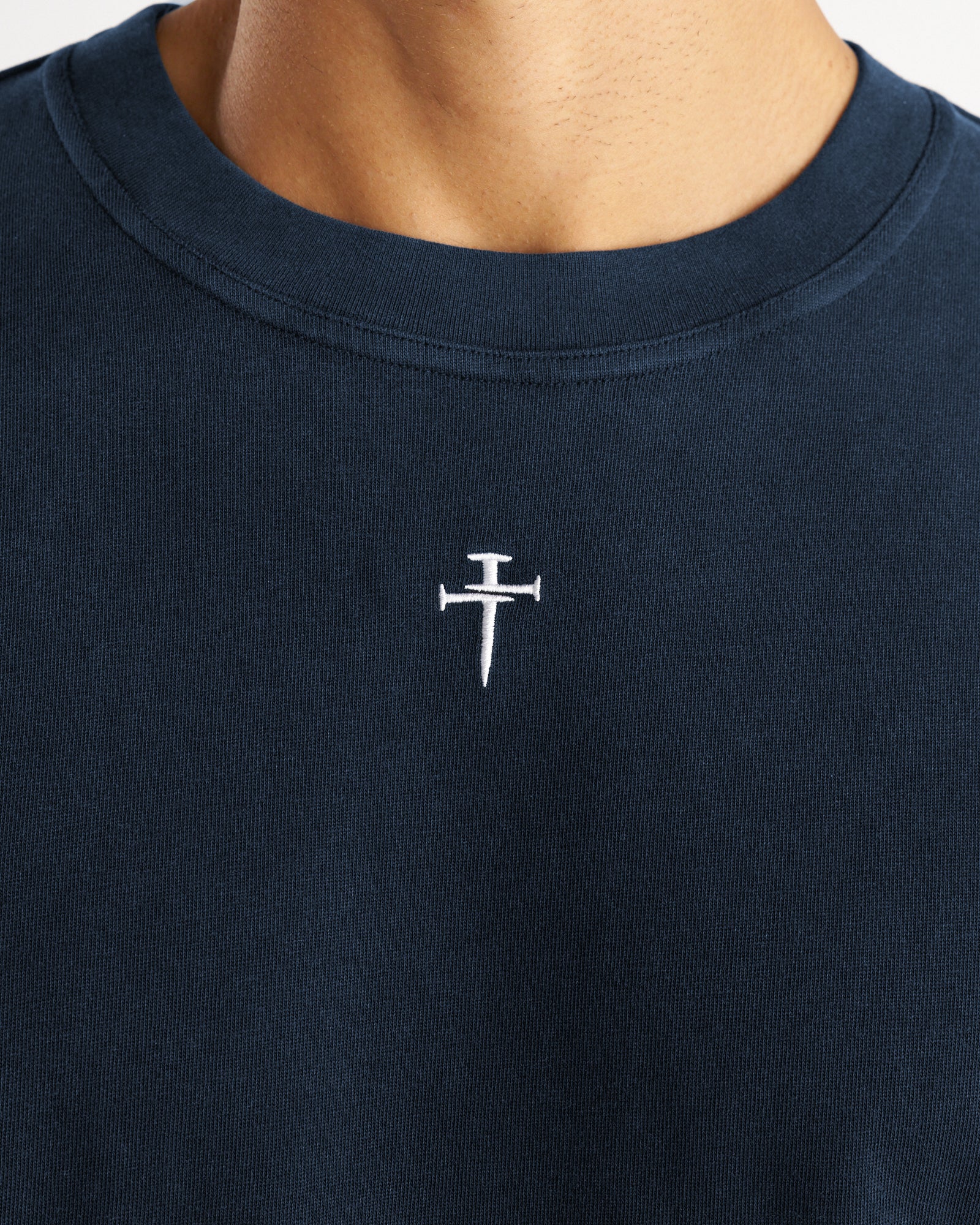 Heavyweight Cotton Oversized Tee "FHG" - Midnight Navy - Image 4