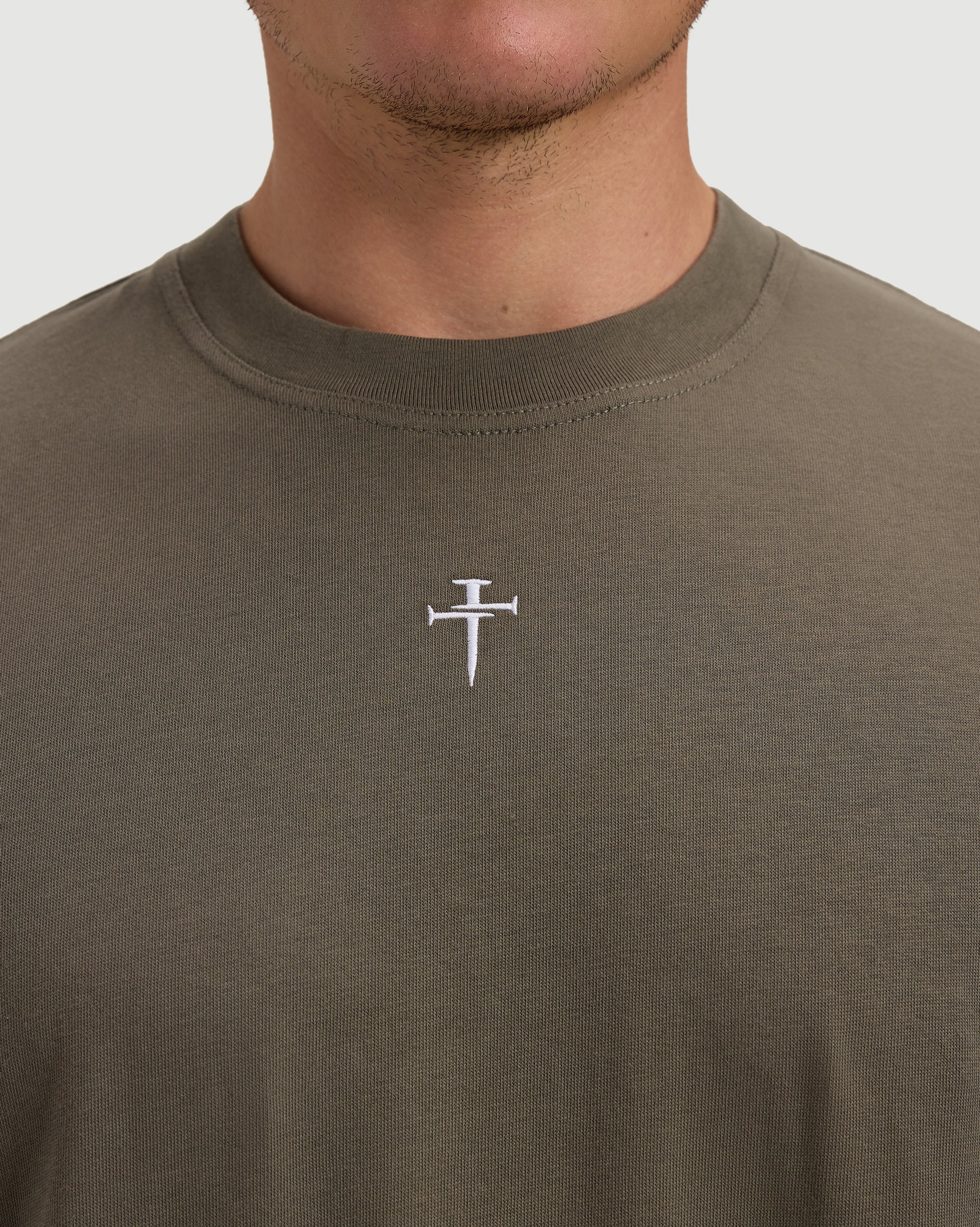 Heavyweight Cotton Oversized Tee "FHG" - Sage - Image 3
