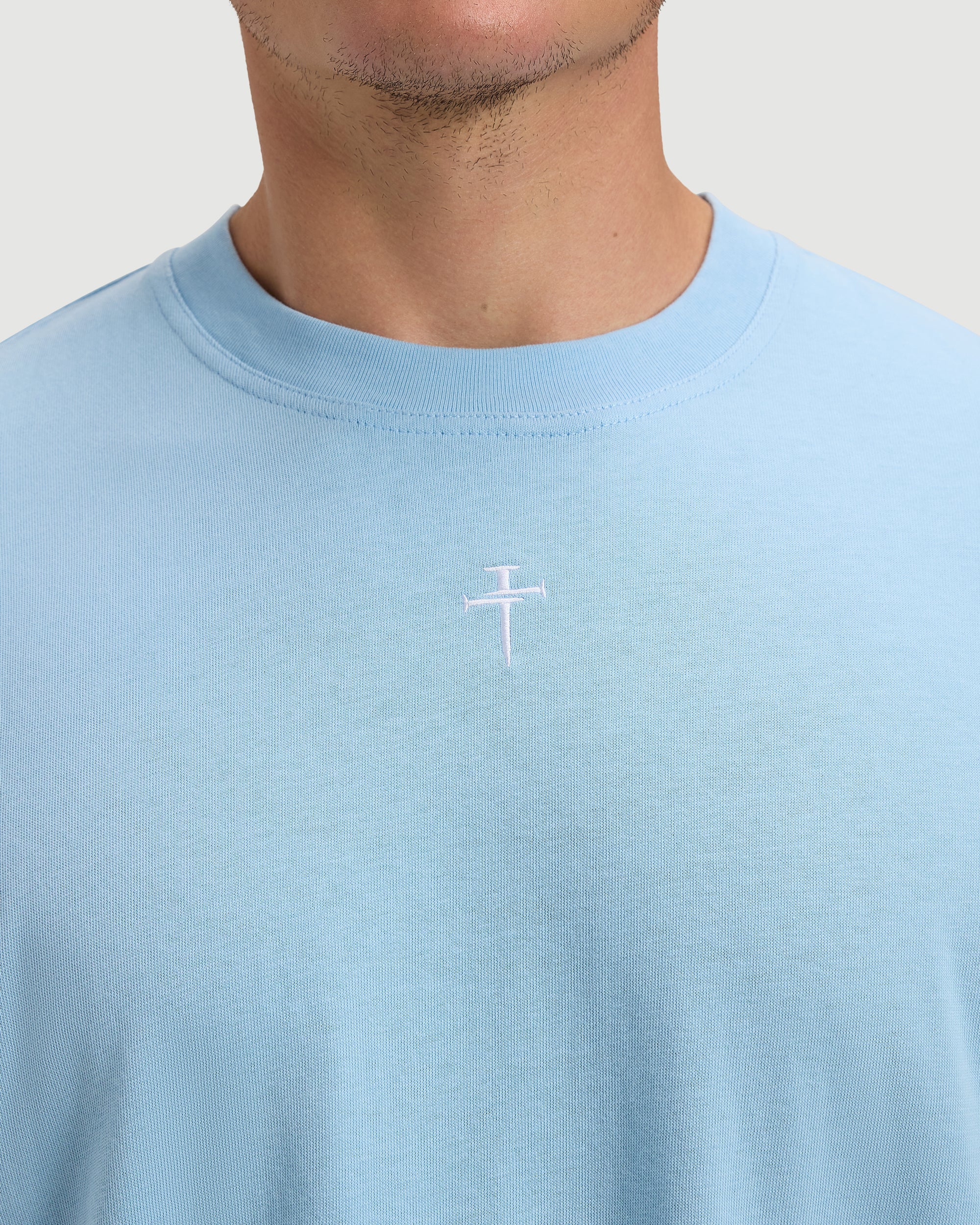 Heavyweight Cotton Oversized Tee "FHG" - Sky Blue - Image 3