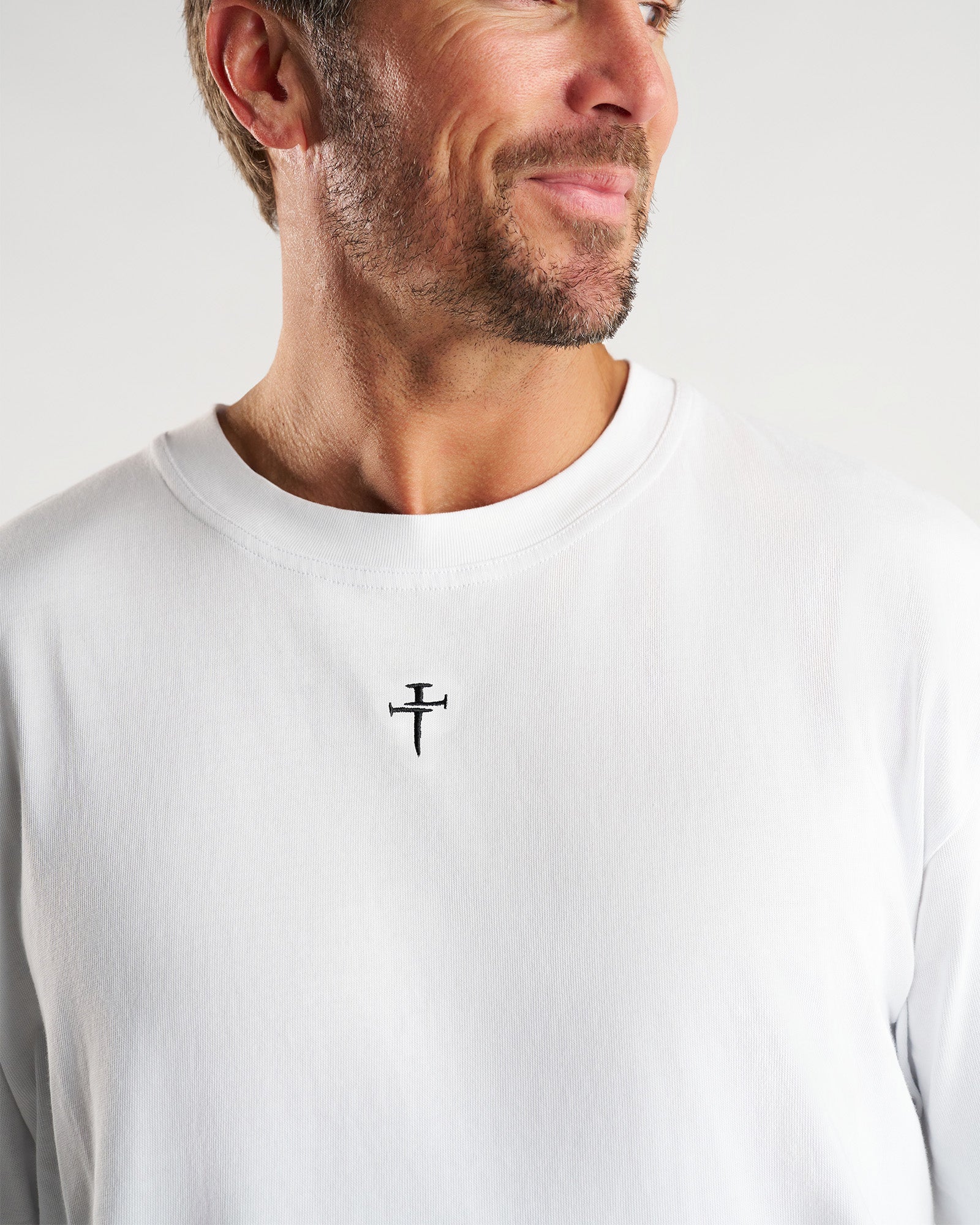 Heavyweight Cotton Oversized Tee "FHG" - White - Image 3
