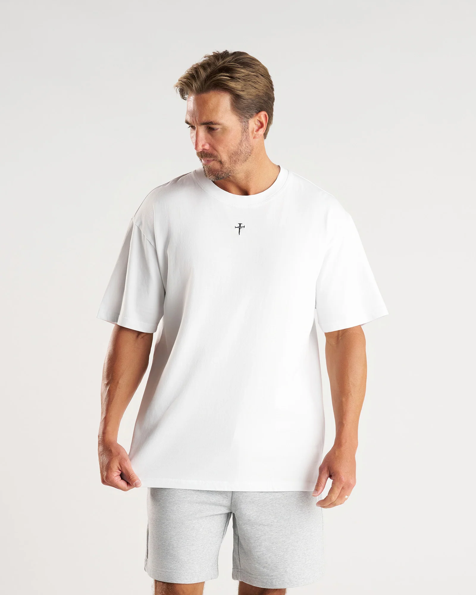 Heavyweight Cotton Oversized Tee "FHG" - White - Image 4