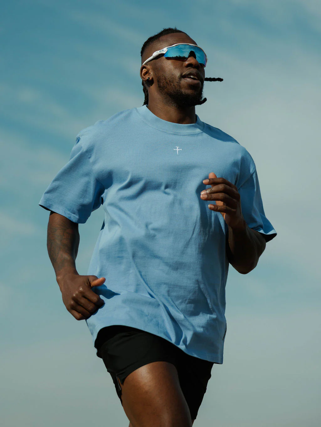 Heavyweight Cotton Oversized Tee - Sky Blue - Image 5