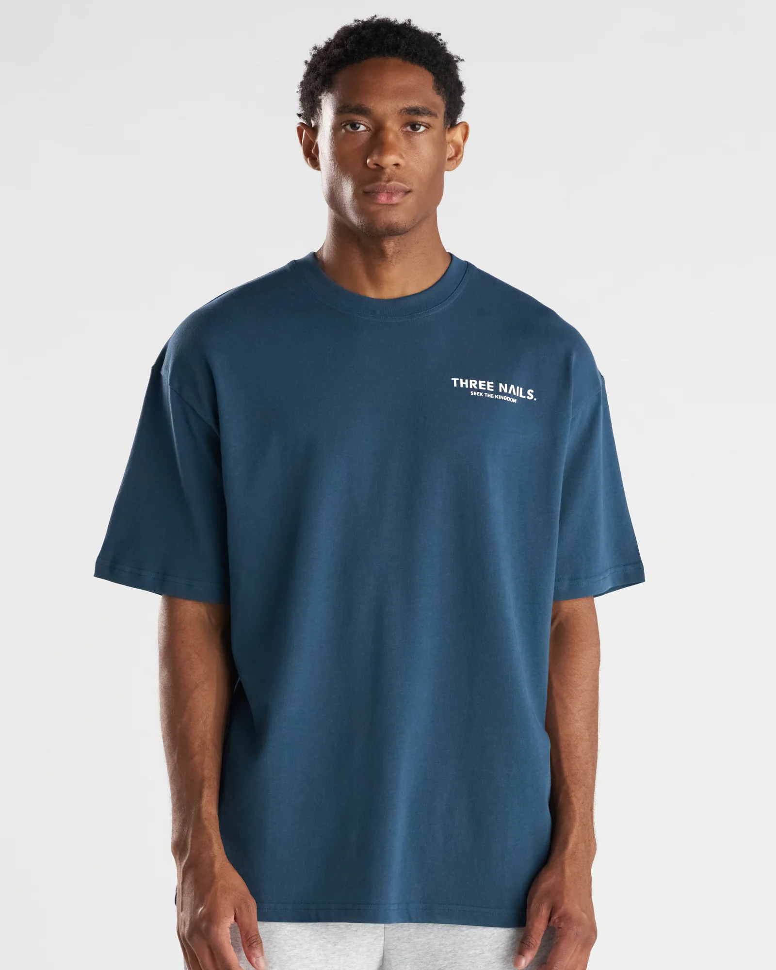 Heavyweight Cotton Oversized Tee "STK" - Midnight Navy - Image 2