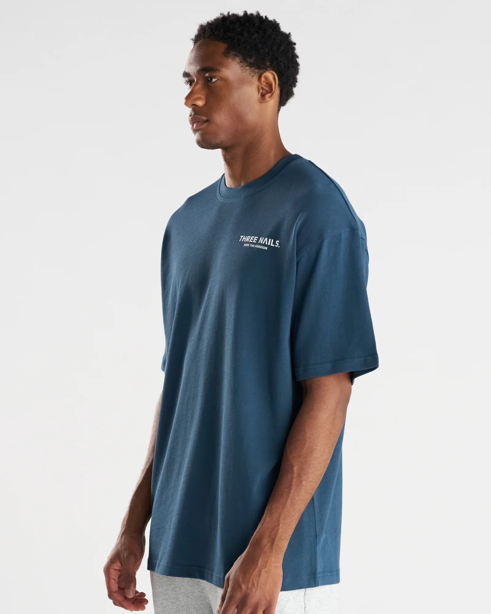 Heavyweight Cotton Oversized Tee "STK" - Midnight Navy - Image 5