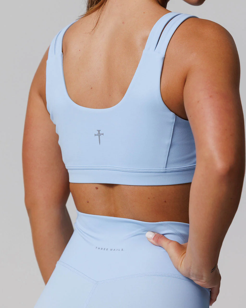 Nova Split-Strap Sports Bra - Sky Blue - Image 3