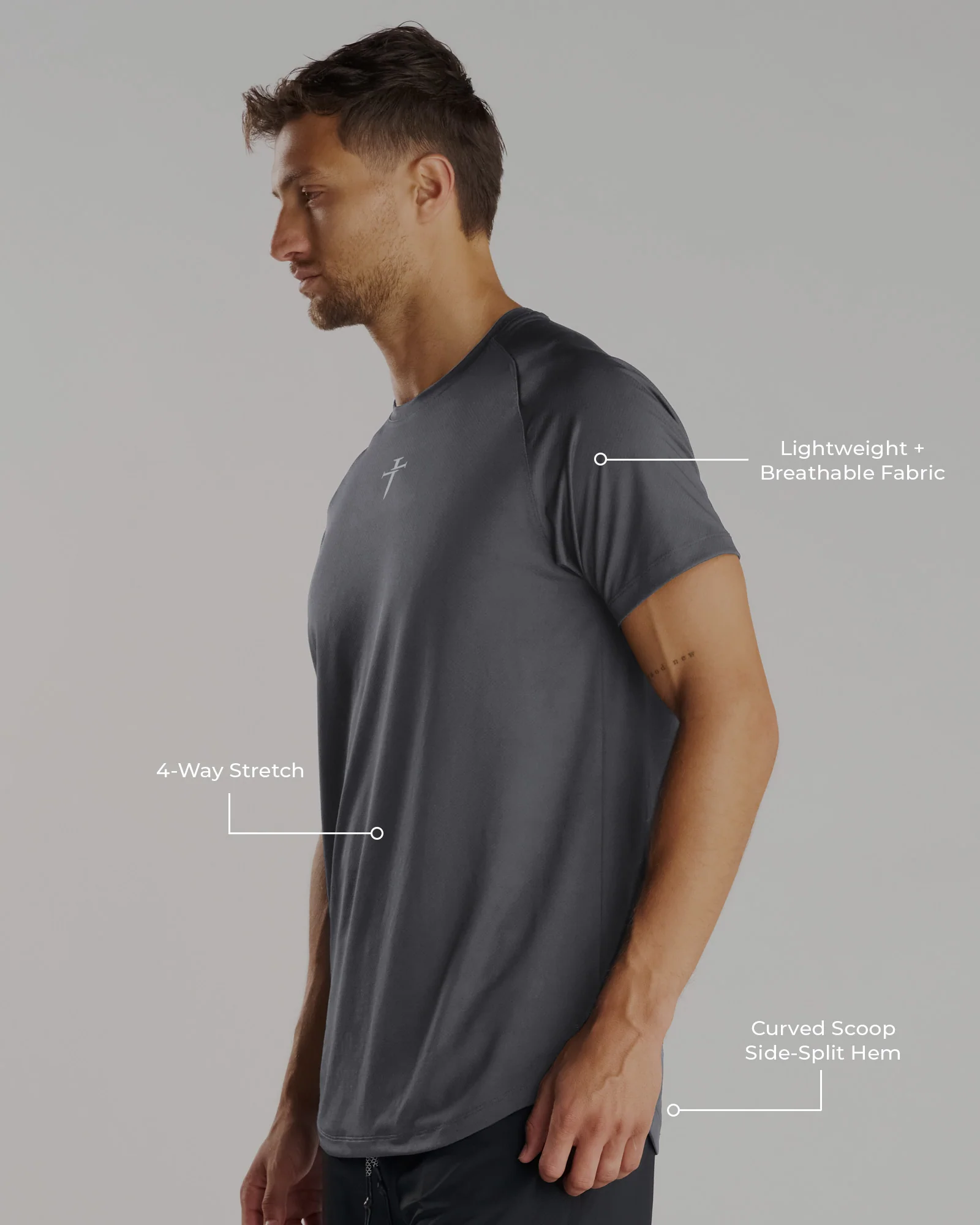 Pro-Tech Tee "Cross" - Space Grey - Image 4