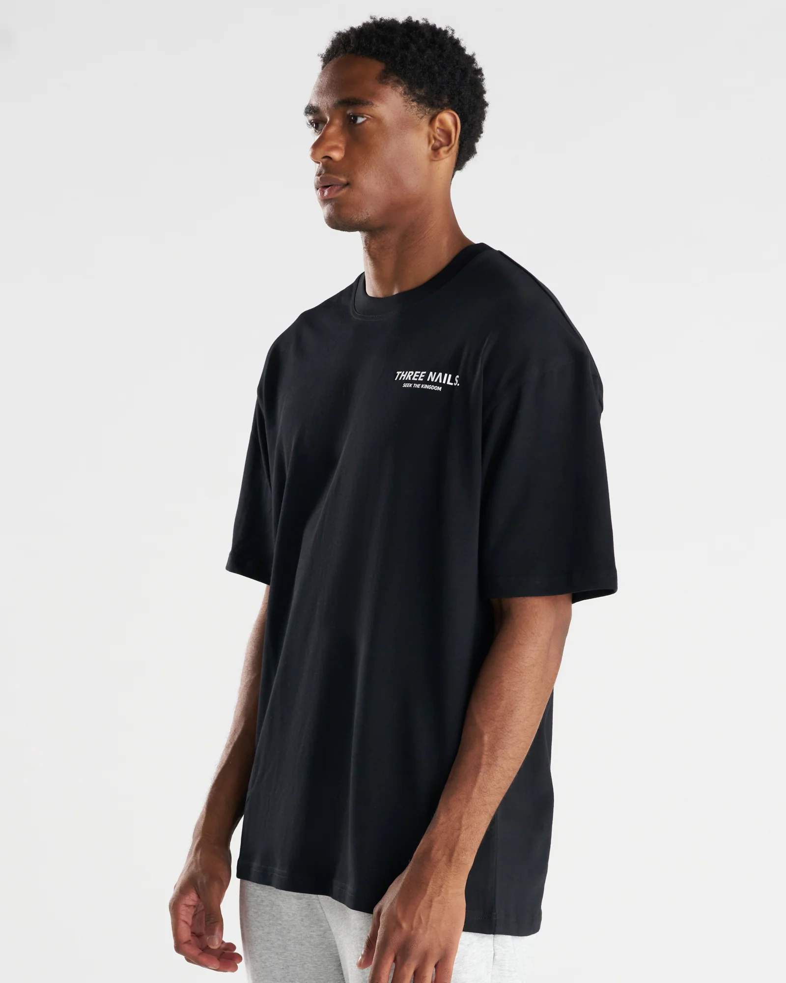 Heavyweight Cotton Oversized Tee "STK" - Black - Image 5