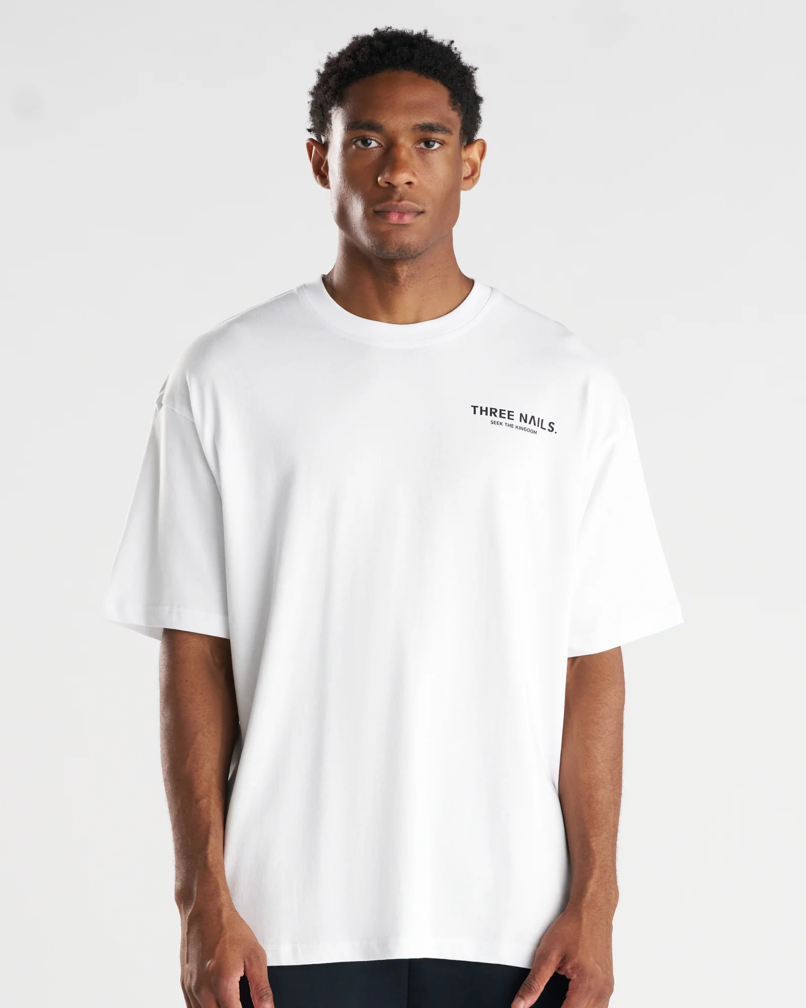 Heavyweight Cotton Oversized Tee "STK" - White - Image 2