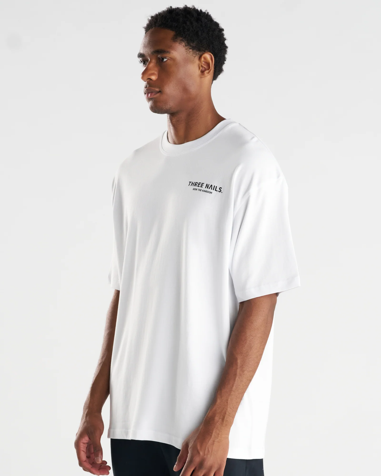 Heavyweight Cotton Oversized Tee "STK" - White - Image 5