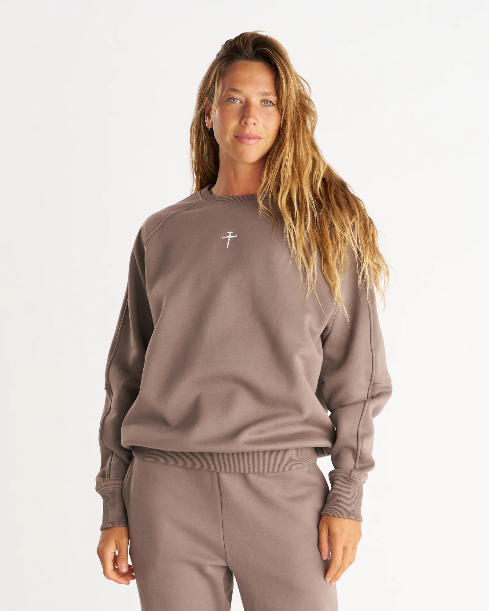Signature Fleece Crewneck - Deep Taupe - Image 3