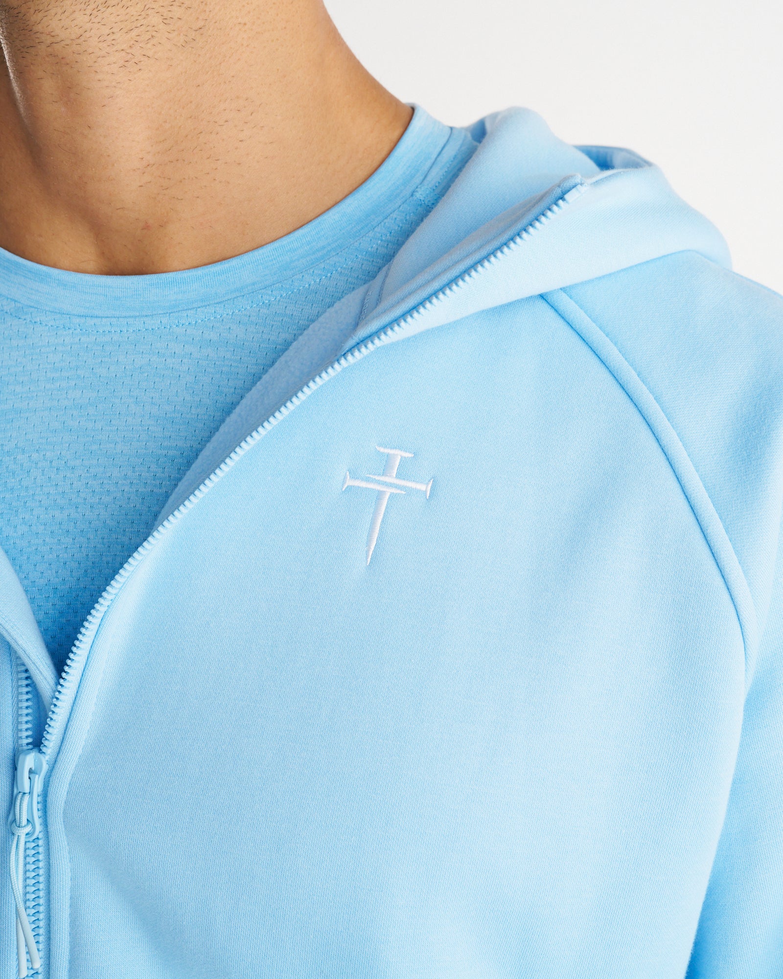 Signature Fleece Full Zip Hoodie - Sky Blue - Image 3