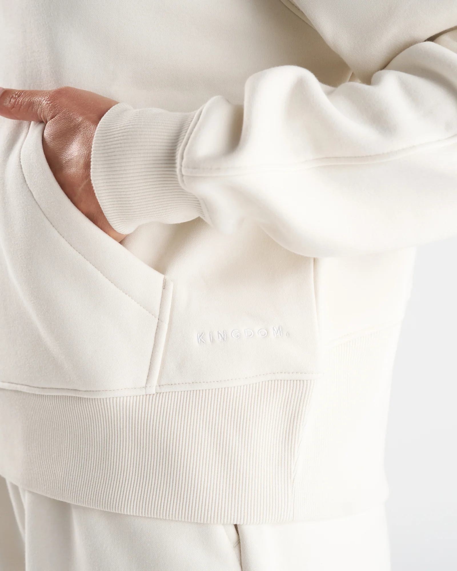 Women's Signature Fleece Half-Zip Hoodie - Cream - Image 6
