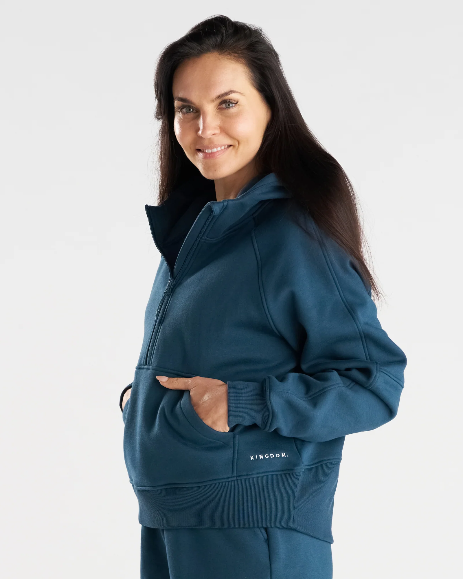 Women's Signature Fleece Half-Zip Hoodie - Midnight Navy - Image 6