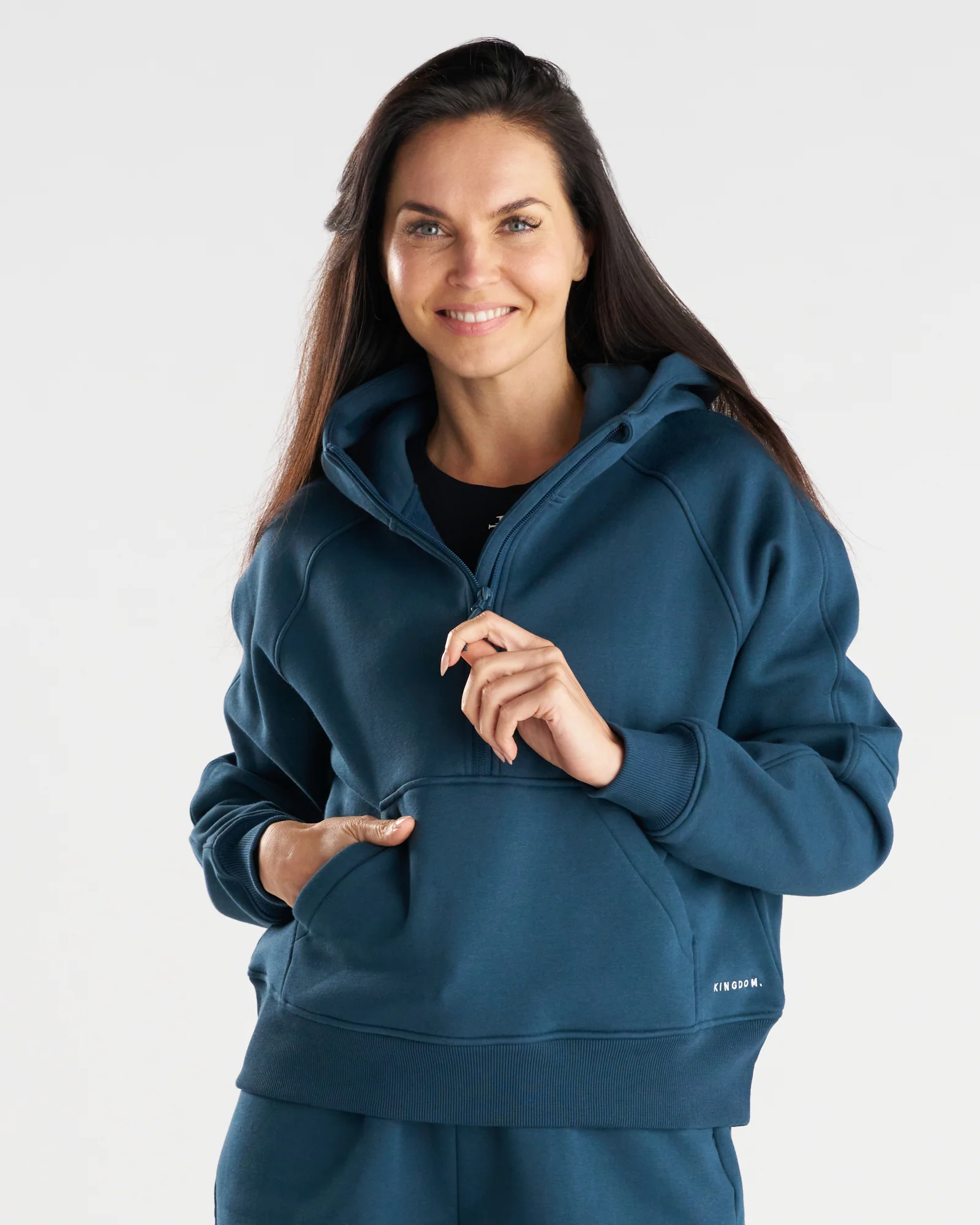 Women's Signature Fleece Half-Zip Hoodie - Midnight Navy - Image 7