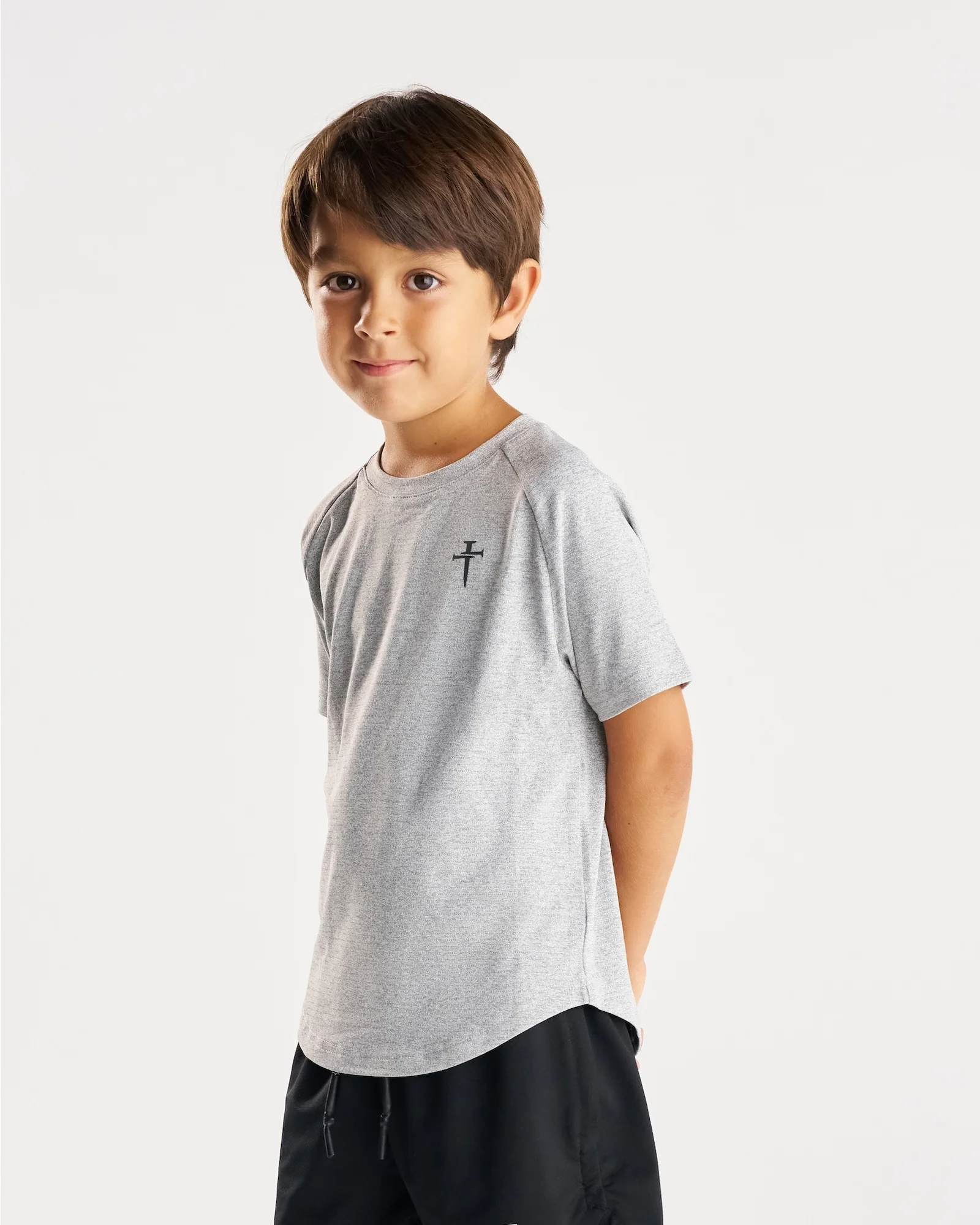 Youth Aion-Lite™ Tee "Cross" - Grey Marl - Image 4