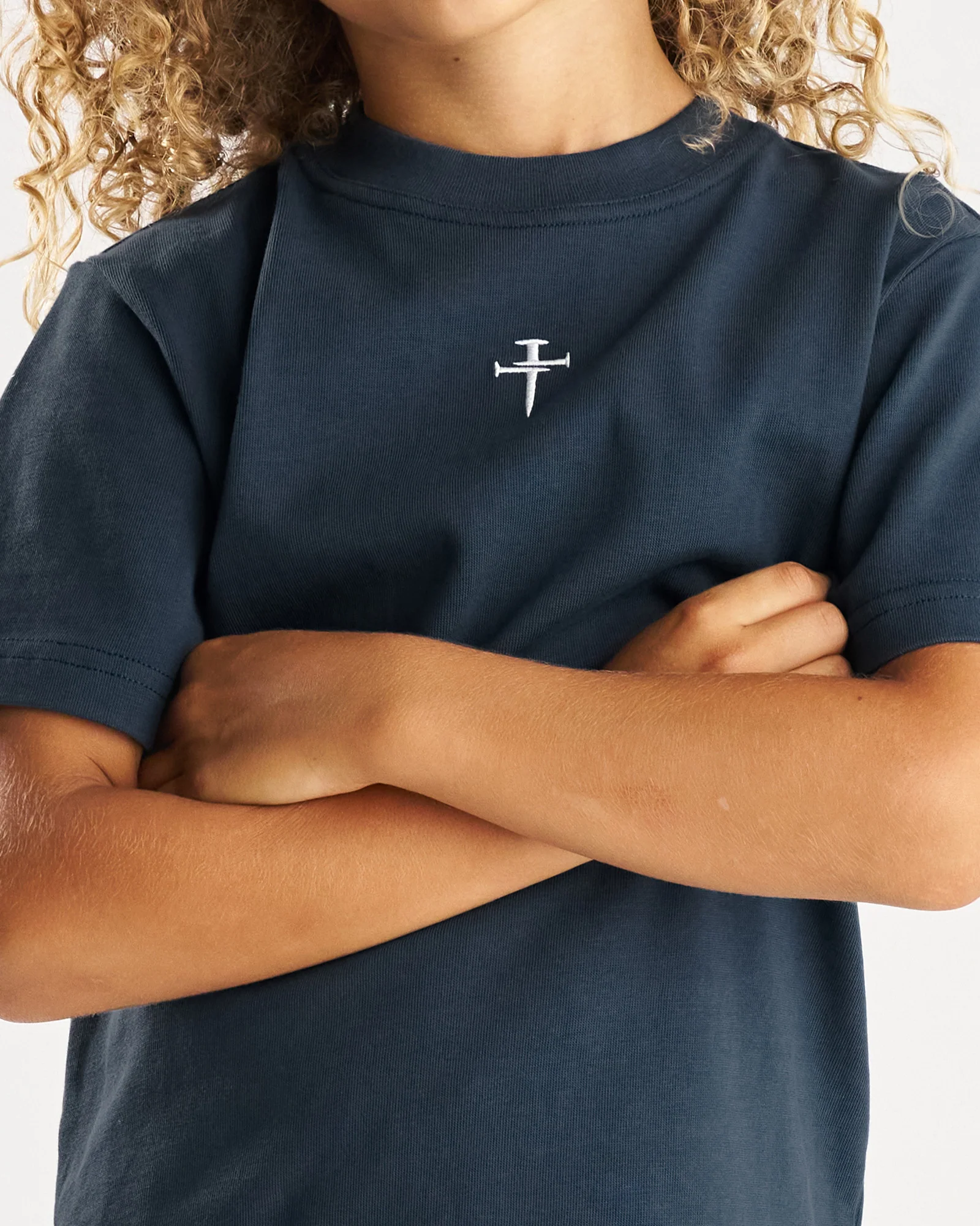 Youth Heavyweight Cotton Oversized Tee "FHG" - Midnight Navy - Image 4