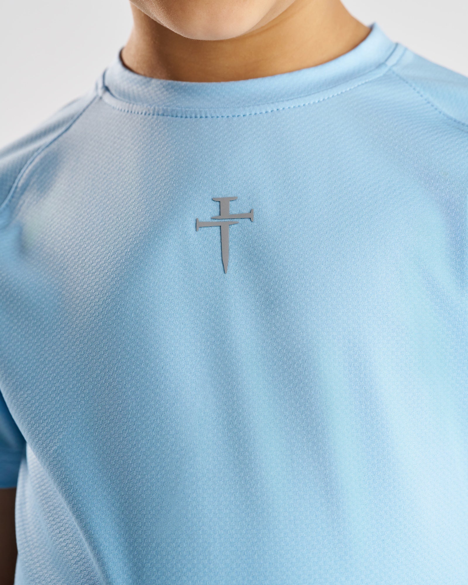 Youth Pro-Tech Tee "Cross" - Sky Blue - Image 2
