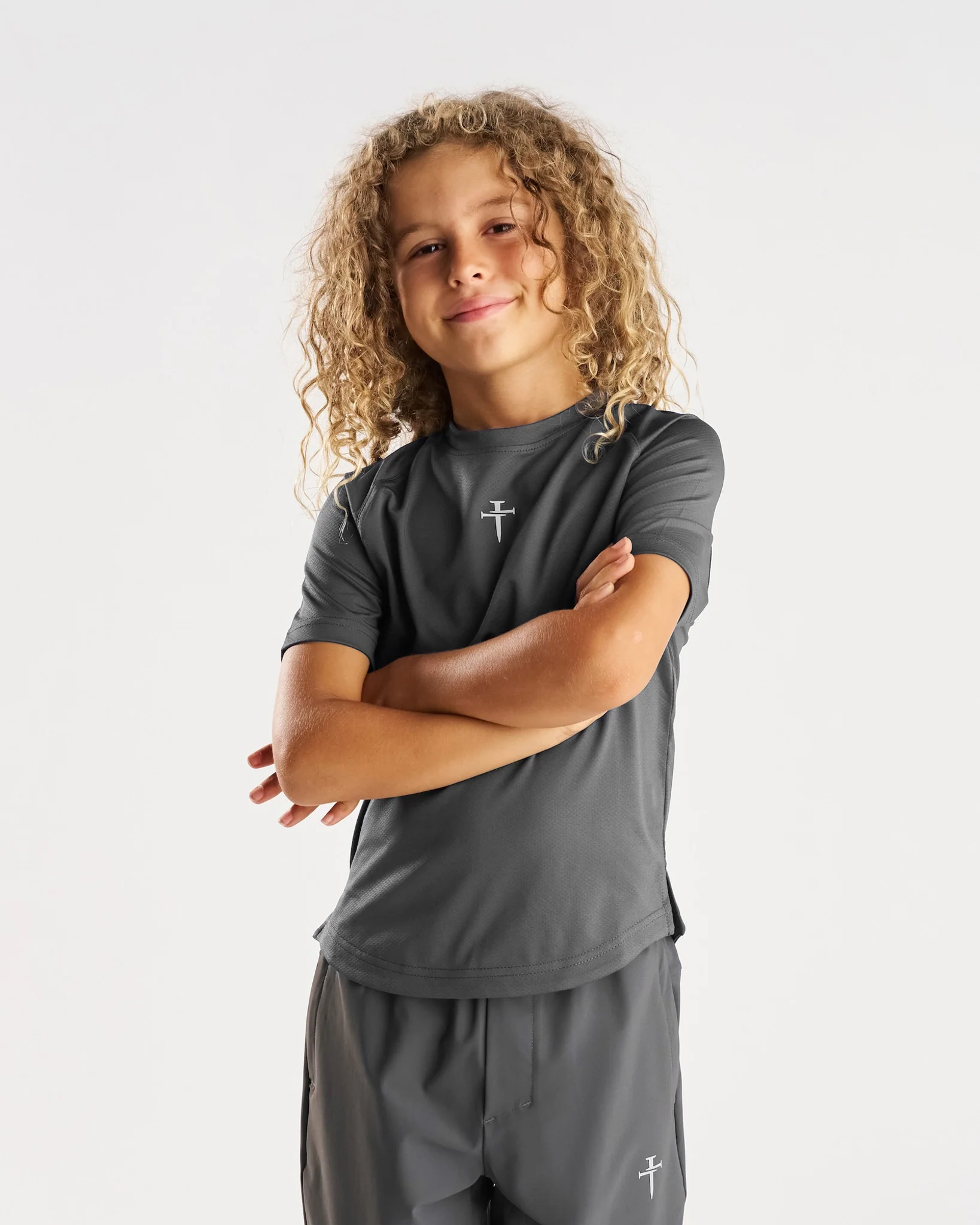 Youth Pro-Tech Tee "Cross" - Space Grey - Image 4