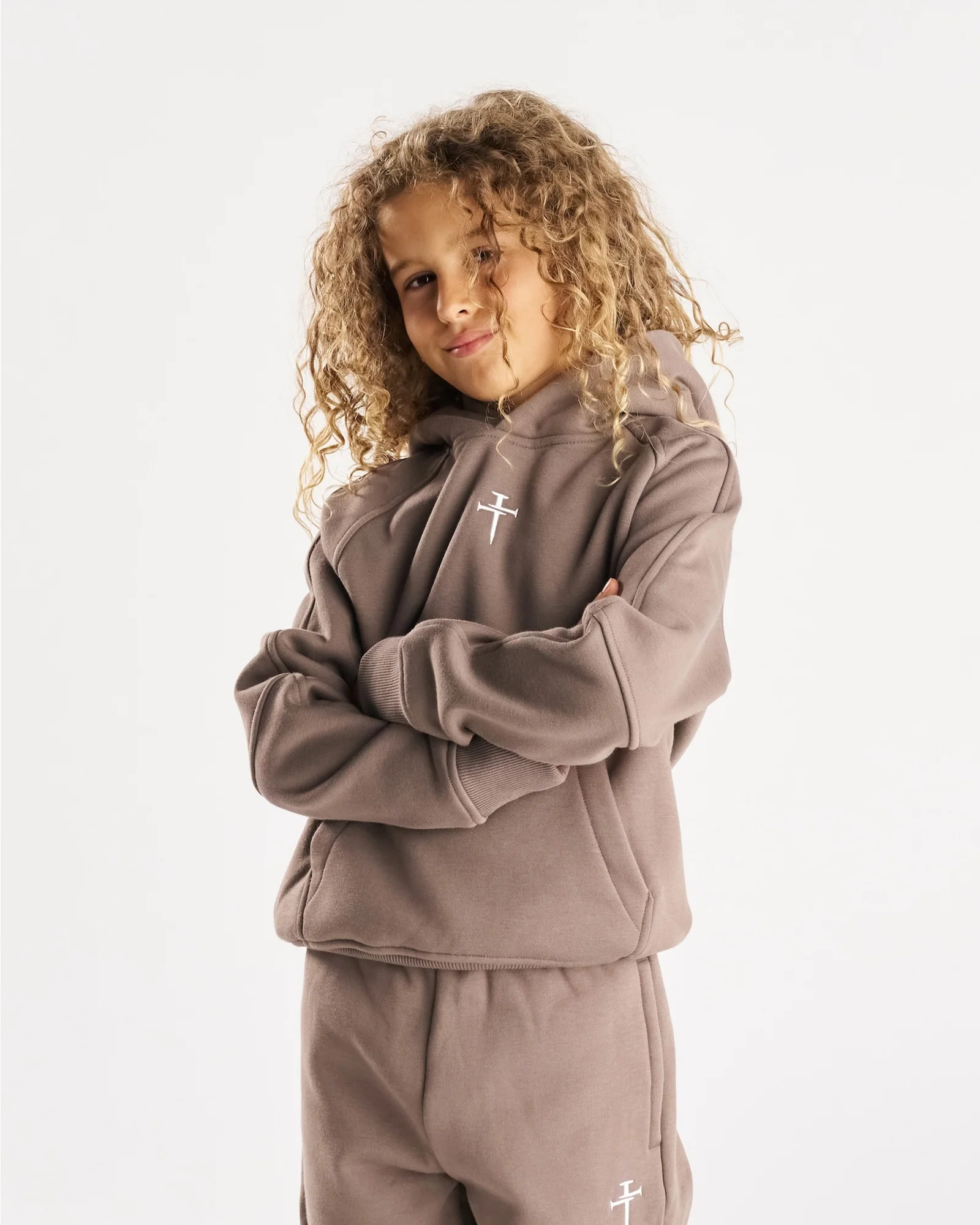 Youth Signature Fleece Hoodie - Deep Taupe - Image 3