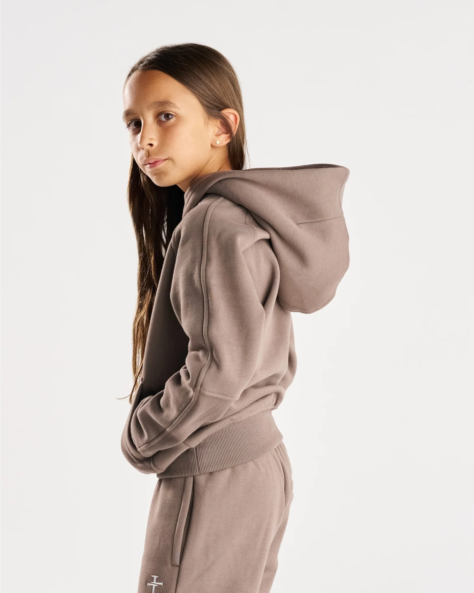 Youth Signature Fleece Hoodie - Deep Taupe - Image 6
