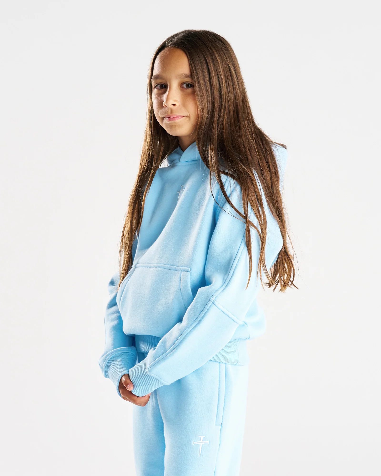 Youth Signature Fleece Hoodie - Sky Blue - Image 4